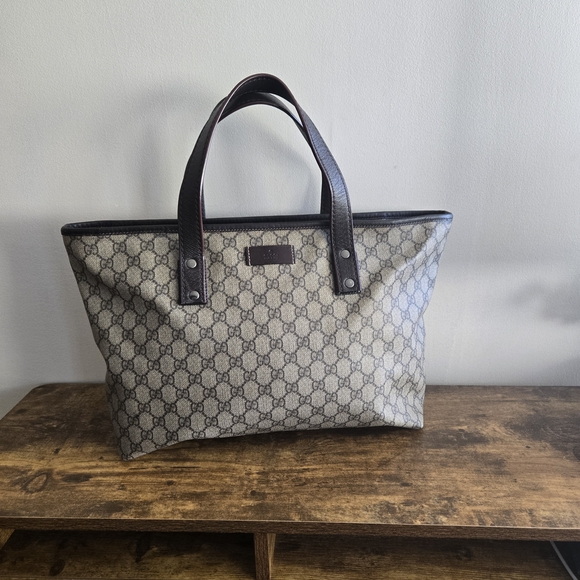 Gucci Handbags - Gucci Black and Gray Monogram Tote